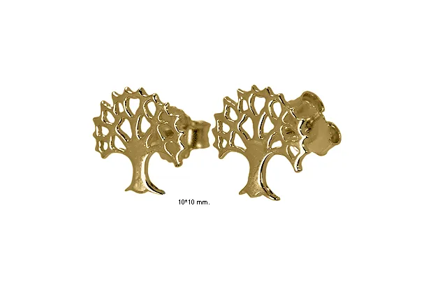 Pendientes en plata. Árbol de la vida. Cahpado amarillo. 260_151070A