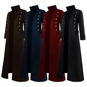 Vintage Hombres S Gótico Steampunk Chaqueta larga Gabardina Retro Medieval Guerrero Caballero Abrigo Masculino Victoria Abrigo L